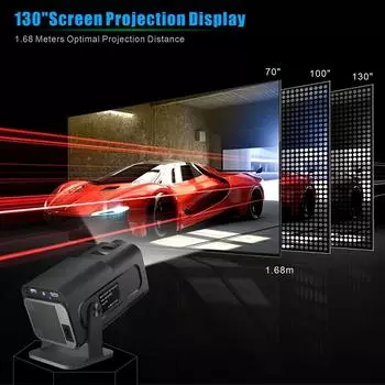 Проектор 1080P, декодирование, коррекция трапецеидальных искажений, мини-портативный проектор, синхронное голосовое управление Same screen version & UK Plug чёрный