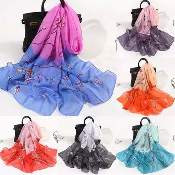 (проектор)160*50 см женский длинный мягкий шарф с цветочным принтом, искусственный шелковый платок, шарфы One Size чёрный