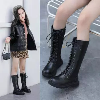 (проектор)Детские ботинки для мальчиков и девочек, зимняя теплая детская обувь в стиле ретро для малышей, длинные пинетки 28 чёрный