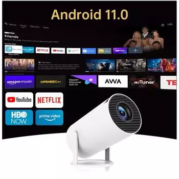 Проектор HY300pro 4k Ultra HD Проекция Трансграничный интеллектуальный небольшой портативный мобильный телефон компьютер проекционный экран 30w слоновая кость