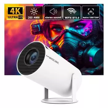 Проектор Magcubic 4K Wifi6 Android 11 260 ANSI Dual WIFI Allwinner H713 BT5.0 1280*720P Домашний кинотеатр Уличный портативный HY300 Pro EU Plug