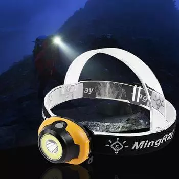 (проектор)Мини-COB светодиодный налобный фонарь, 3-режимный фонарь AAA, уличный фонарик для рыбалки, лампа one size жёлтый