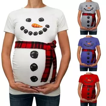 (проектор)Женские рождественские футболки со снеговиком и мультфильмами для беременных, футболки для беременных, топы, одежда L синий