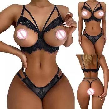 (проектор)Женское сексуальное прозрачное кружевное нижнее белье с розовым узором, два комплекта без стального кольца XXL