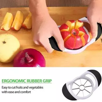 Professional Apple Slicer Easy Cutter Stainless Steel Apple Corer Vegetable Fruit Divider Tool With Rubber Handle Kitchen Gadget