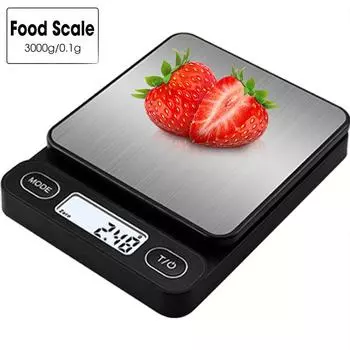 Professional Baking Kitchen Scale Matte Black Body + Polished Silver Scale Plate 0.1g High-Precision Digital Food Scale 3kg Large Capaci 3Kg