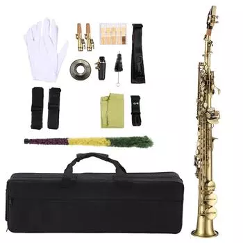 Professional Brass Straight Bb Soprano Saxophone Nickel Plated Sax Woodwind Instrument Carve Pattern with Carrying Case Mouthpie United States