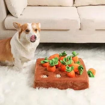 Professional Cat Dog Puzzle Toy Durable Dogs Pets Plush Carrot Chew Toys Snuffle Mat Dog Puzzle Feeder Toy Puppy Sniff Food Toys Eating Sport
