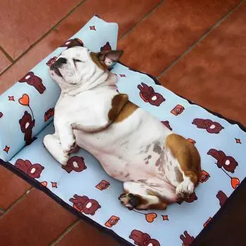Professional Dog Bed Mat Summer Cooling Pad Mat Pet Dog Sleeping Bed With Pillow Dogs Cats Ice Silk Blanket Cooling Pet Bed Pet Ice Mattress 63x48cm