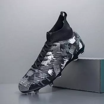 Professional Football Shoes Men Society Unisex Sneaker Sports High Quality TF/FG Long Spikes Soccer Shoes Cleats Football Boots 37