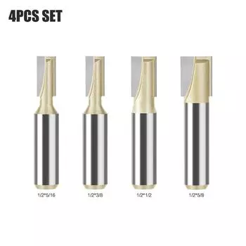 Professional grade bottom cleaning cutter 1/4 handle 1/2 handle set milling bottom cutter flat bottom cutter engraving machine carbide cutter 1/2 handle bottom cleaning knife 4-piece set