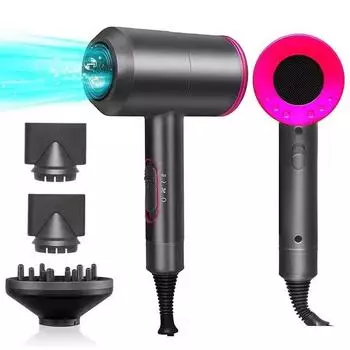 Professional Hair Dryer Strong Wind Hot Air Cold Air Ion Salon HairDryer 1800w Brush Negative Ion Blow Dryer with Diffuser EU
