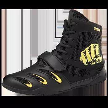 Professional indoor boxing shoes men s and women s breathable Sanda fighting training shoes high-top wrestling shoes fall boots retro fighting shoes 35