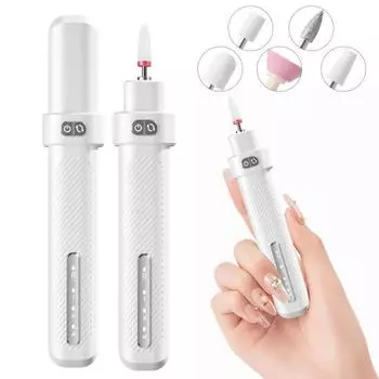 Профессиональный набор для полировки ногтей, электрический шлифовальный станок для ногтей, портативный USB-фрезер для ногтей с 3-скоростной регулируемой скоростью, сменными насадками, маникюрные инструменты белый