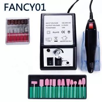 Профессиональная электрическая дрель для ногтей, маникюрный станок, шлифовальная головка для полировки, фреза для педикюра, напильник в форме ручки чёрный