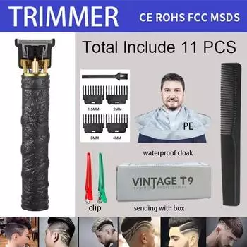 Профессиональная электрическая машинка для стрижки волос для мужчин, борода, АБС-пластик, триммер для волос, беспроводная перезаряжаемая электробритва H Black Buddha-S