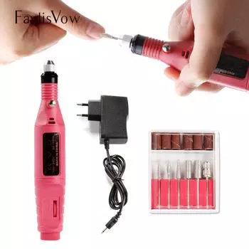 Профессиональная электрическая ручка для дизайна ногтей, розовая дрель для салонного маникюра, педикюра, инструмент для полировки, вилка европейского стандарта, США USB