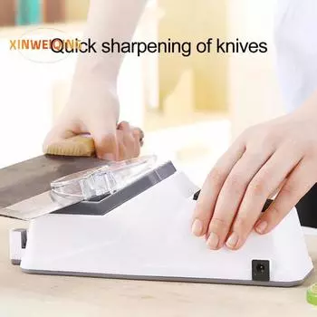Профессиональная электрическая точилка для ножей с защитной крышкой, мощный двигатель, быстрая заточка точильного камня для ножей белый
