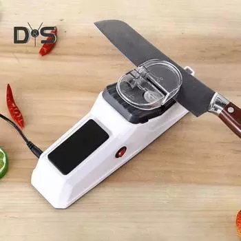 Профессиональная электрическая точилка для ножей с защитной крышкой Мощный двигатель Быстрозатачивающаяся точилка для ножей из точильного камня белый