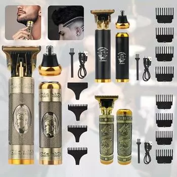 Профессиональная электробритва с Т-образным лезвием, машинка для стрижки волос, USB перезаряжаемая беспроводная бритва для бороды, триммер для носа и ушей, бритва, праздничный подарок для него TH1