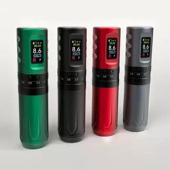 Профессиональная беспроводная ручка для татуировки с портативным аккумулятором без сердечника, цифровой светодиодный дисплей для боди-арта серебряный