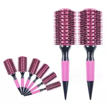 Профессиональная деревянная круглая расческа для волос 6 размеров, щетка с щетиной кабана, нейлоновый инструмент для укладки, керамическая расческа для парикмахерских услуг