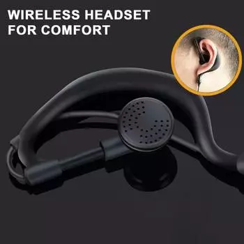 Профессиональная гарнитура с микрофоном, 2-контактным ушным крючком, ночным клубом, баром, телохранителем, аксессуары для частной внутренней связи для BAOFENG UV5R чёрный