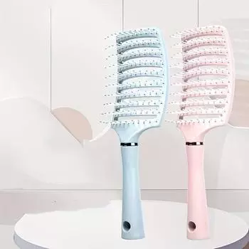 Профессиональная изогнутая вентилируемая распутывающая щетка для быстрой укладки феном и укладки — идеально подходит для всех типов волос, включая вьющиеся, густые, волнистые, тонкие, длинные и короткие розовый