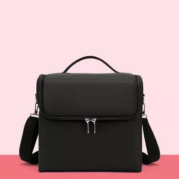 Профессиональная косметичка, многослойная портативная косметичка большого размера, черная многофункциональная косметичка для хранения инструментов 28*20*25cm чёрный