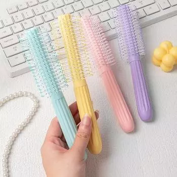 Профессиональная круглая щетка для вьющихся волос, расческа для укладки, парикмахерская расческа, прямая, салонная укладка жёлтый