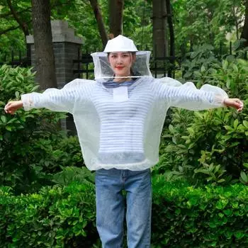 Профессиональная куртка пчеловода, прозрачный защитный костюм для пчеловодства с капюшоном и вуалью для пчеловодства