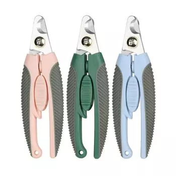 Профессиональная машинка для стрижки когтей домашних животных с автоматической отскоком и нескользящей ручкой, триммер для ногтей собак, металлический с защитой, кусачки для кошек для груминга синий