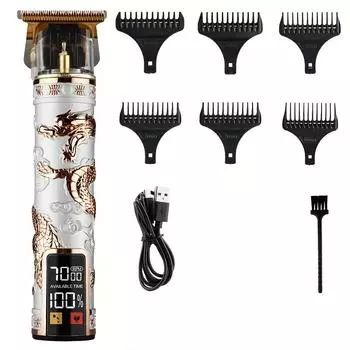 Профессиональная машинка для стрижки волос для мужчин, триммер для бороды, перезаряжаемый электрический триммер для стрижки, триммеры с Т-образными лезвиями, набор для ухода за волосами и бритьем для парикмахеров YJ