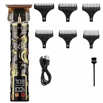 Профессиональная машинка для стрижки волос для мужчин, триммер для бороды, перезаряжаемый электрический триммер для стрижки, триммеры с Т-образными лезвиями, набор для ухода за волосами и бритьем для парикмахеров YB