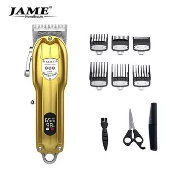 Профессиональная машинка для стрижки волос: Полностью металлический, ЖК-дисплей, зарядка через USB-кабель all metal, no logo, with USB cable серый