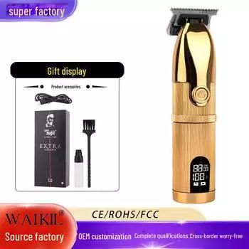 Профессиональная машинка для стрижки волос WAIKIL S9 с ЖК-дисплеем и зарядкой через USB black чёрный