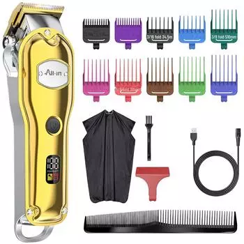 Профессиональная металлическая машинка для стрижки волос с ЖК-дисплеем - моющаяся бритва и градиентная масляная головка для стрижки RFC-696F, USB, 696F (gift cloth)
