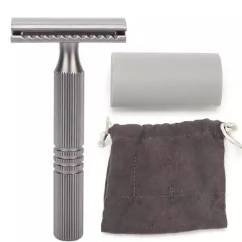 Профессиональная мужская ретро-бритва из сплава для дома и парикмахерской, портативная бритва без лезвия (черный)