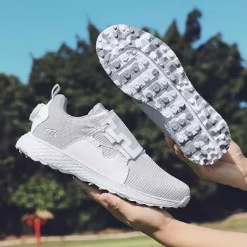 Профессиональная обувь для гольфа Мужская и женская кожаная мода Съемные бутсы для гольфа Кроссовки для гольфа на открытом воздухе Без шипов для гольфа Прогулочная обувь 35