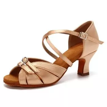 Профессиональная обувь для латинских танцев, атласная танцевальная обувь для сальсы, обувь для бальных танцев танго для женщин 34 шампанского