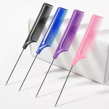 Профессиональная расческа для волос с заостренным хвостом, антистатическая щетка для краски для волос, парикмахерская стальная игла, расческа для салона, парикмахерские аксессуары чёрный