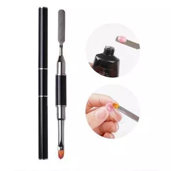 Профессиональная ручка для дизайна ногтей, кисть двойного назначения, кисть для дизайна ногтей с двойной головкой для идеального нанесения клея на ногти