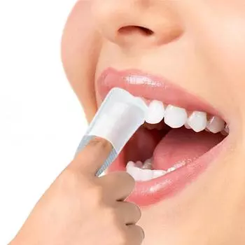 Профессиональная щетка для пальцев Deep Clean Teeth Wipe Oral Brush New 10Pcs синий