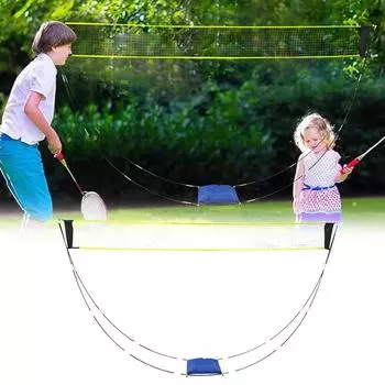 Профессиональная сетка для бадминтона, стойка для сетки для бадминтона с сумкой для переноски, волейбол, теннис, бадминтон, многофункциональная пляжная сетка для тренировок чёрный