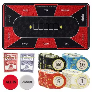 [Профессиональная спецификация] Коврик для покера Покерный набор с фишками Покерные фишки ALL IN DEALER Игральные карты отдельно Дополнительный набор (Базовый набор малый)