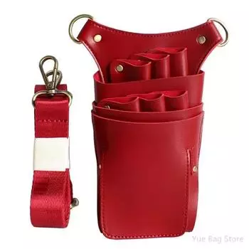 Профессиональная сумка-чехол из ПУ кожи на 6 карманов для парикмахерских ножниц, держатель для парикмахерских ножниц, кобура для парикмахерского салона, чехол для ножниц для домашних животных красный
