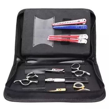 Профессиональная сумка для ножниц, чехол для парикмахерских ножниц из искусственной кожи, для хранения парикмахерских инструментов для укладки, аксессуары чёрный