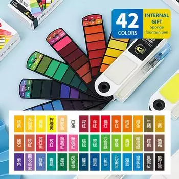 Профессиональная твердая акварельная пигментная складная дорожная акварельная пигментная водная кисточка-ручка для рисования в форме веера