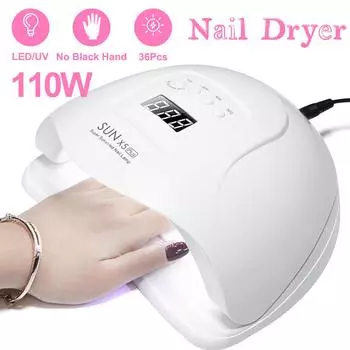 Профессиональная УФ-лампа SUN X5 Plus 110 Вт Светодиодная сушилка для ногтей Автоматическая машина для отверждения гель-лака US Plug белый