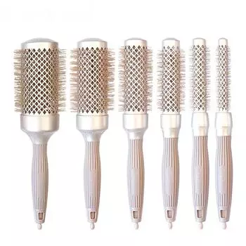 Профессиональная волнистая расческа для вьющихся волос, круглая щетка для завивки волос, инструмент для укладки волос, массажная щетка для кожи головы, алюминиевая трубка, круглая щетка для волос 19#